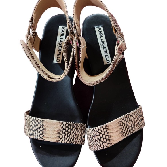 Karl Lagerfeld Paris, Platform Wedge, Snakeskin, - Picture 1 of 5